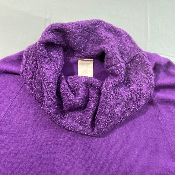 White Stag Y2K Womens S Purple Cowl Neck‎ Sweater Stretch Tunic Fairy Metallic - Picture 2 of 11